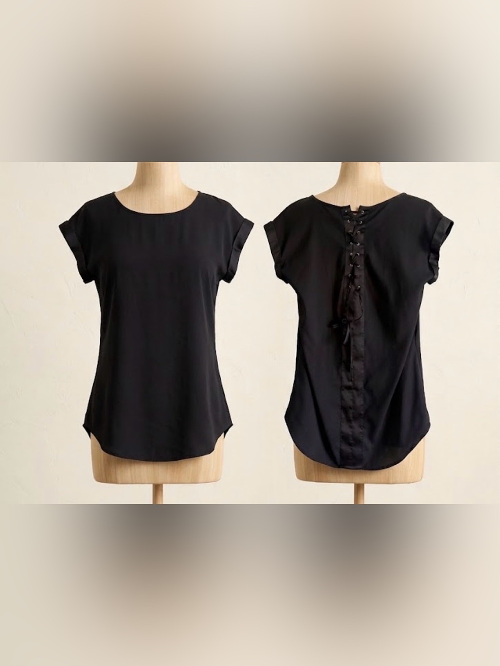 Express Lace Up Corset Back Top S Black Blouse Shirt S Goth Whimsigoth Office